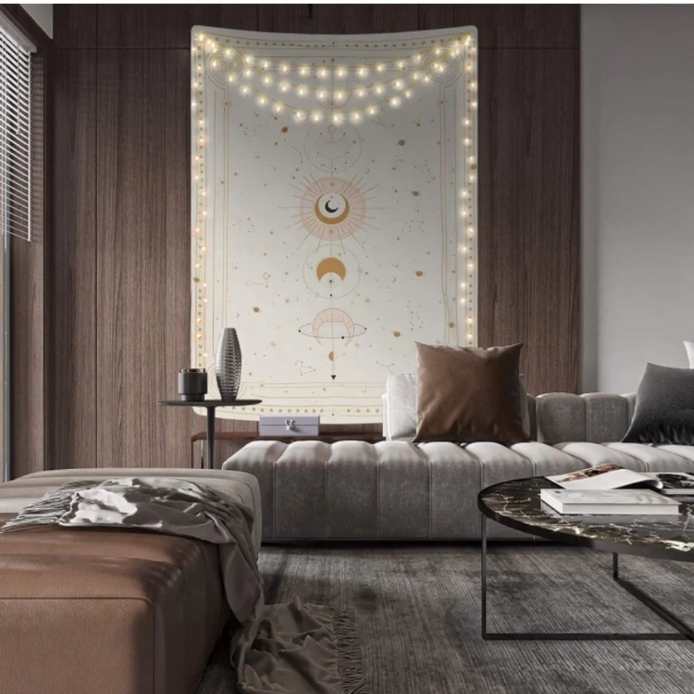 Bohemian Lunar Constellation Galaxy Space Neutral Indie HippieBedroom Wall Decor